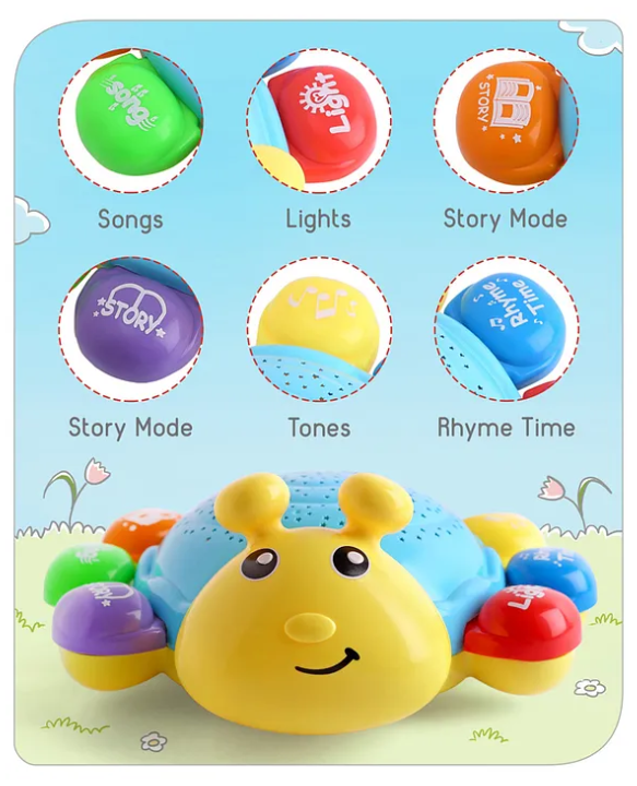 Babyhug Musical Bump and Go Beetle Projector Toy With Light- Yellow| Animal Toy With Music, Lights & Sounds For 12 Months+| Fun Learning Toy for Kids| Best Gift for Toddlers| Non-Toxic| BIS Certified
