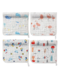 Mom's Home 6 Layered Muslin Burp Cloth Set of 4 (Prints May Vary) - White
