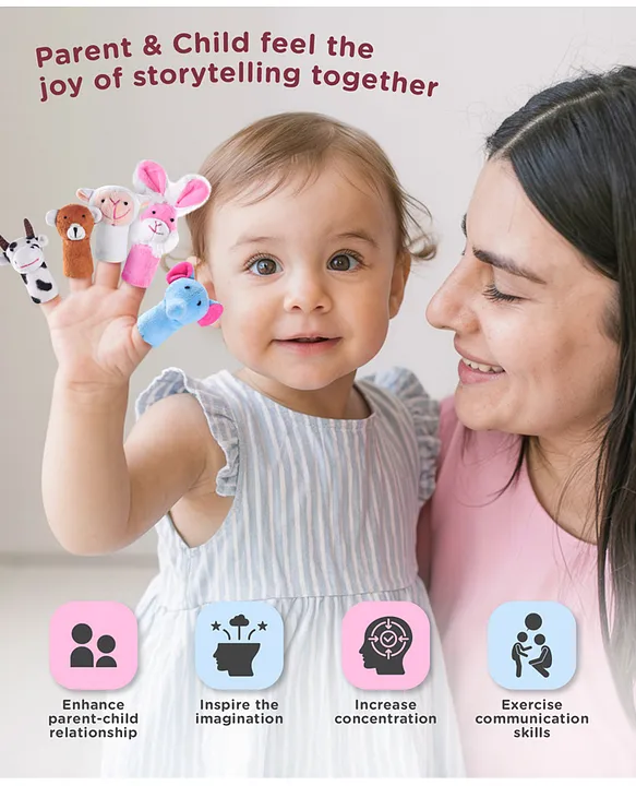 Play Nation Animal Finger Puppets Soft Toys Pack of 10 - Multicolor