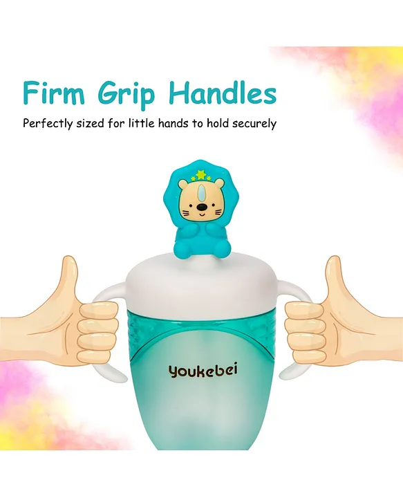 Adore Simbha- The Silicon Straw Sipper with Gravity Ball & Twin Handle 210ml - Blue