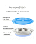 StarAndDaisy Stainless Steel Kids Dinner Plates with Three Compartments, bottom suction cups, Spill-Proof & Mess-Free Feeding for Babies Blue