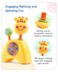 Babyhug Musical Light & Sound Giraffe Piano with 5 Modes of Animal Sound (Colour May Vary)| Soothing Melodies| Interactive Modes| Spinning Wheel| Ideal Gifting Option