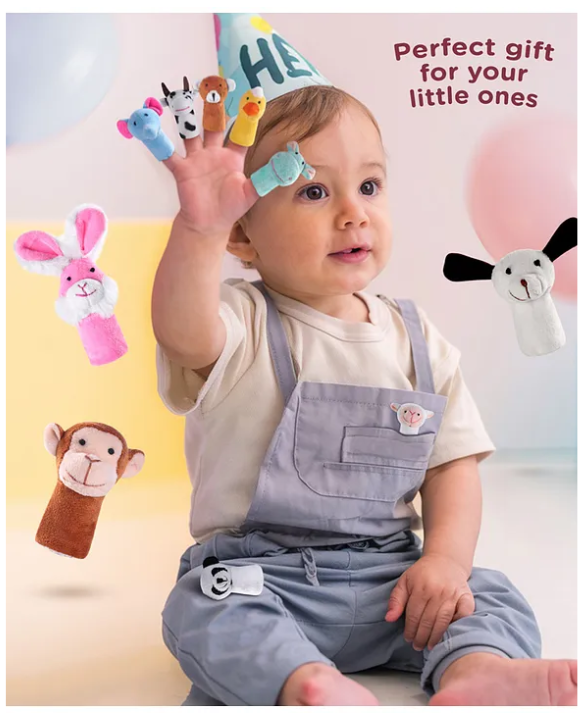 Play Nation Animal Finger Puppets Soft Toys Pack of 10 - Multicolor