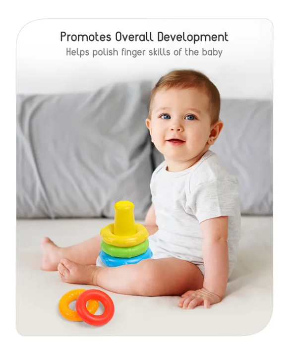 Babyhug Premium 5 Colorful Stacking Rings| Junior Plastic Stack Up Educational Toy| Bath Toy Ring| BIS Certified| Non-Toxic| 6 Months+