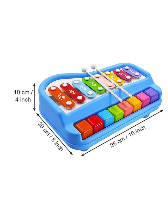 ADKD 2 in 1 Xylophone Percussion Piano Toy with 8 Tone (Color May Vary)