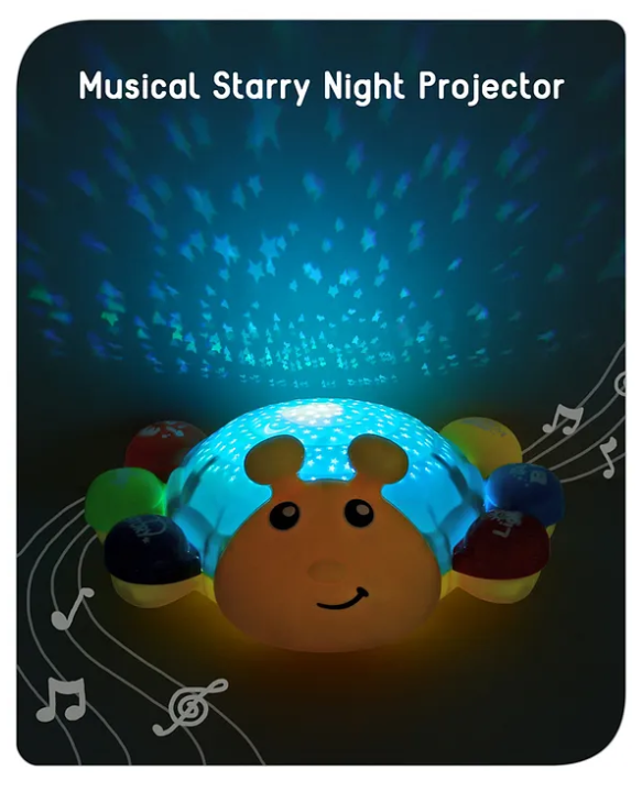 Babyhug Musical Bump and Go Beetle Projector Toy With Light- Yellow| Animal Toy With Music, Lights & Sounds For 12 Months+| Fun Learning Toy for Kids| Best Gift for Toddlers| Non-Toxic| BIS Certified