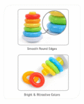Babyhug Premium 5 Colorful Stacking Rings| Junior Plastic Stack Up Educational Toy| Bath Toy Ring| BIS Certified| Non-Toxic| 6 Months+