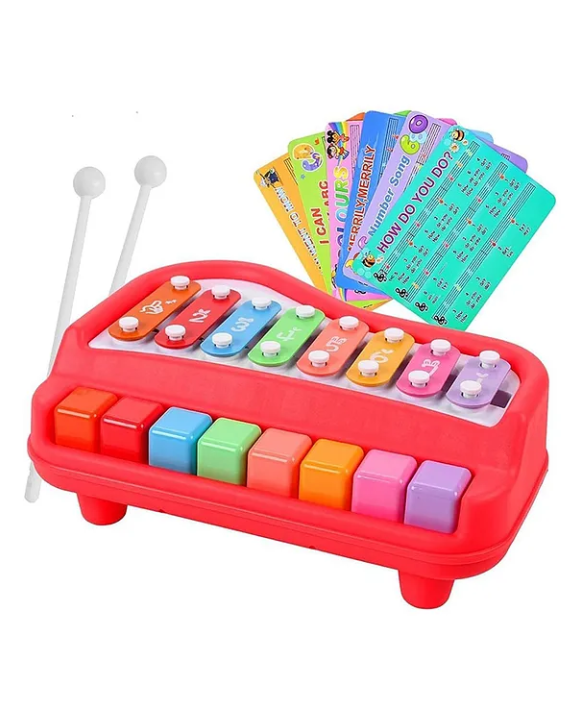 ADKD 2 in 1 Xylophone Percussion Piano Toy with 8 Tone (Color May Vary)