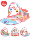 Play Nation Premium Baby Kick and Play Piano Peach Play Gym with Lights, Music and 5 Hanging Rattles| Animal Theme Play Mat Carpet with Musical Keyboard| Activity Portable Playmat Gifting Toy for 0-18 Months| BIS Certified