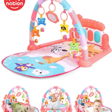 Play Nation Premium Baby Kick and Play Piano Peach Play Gym with Lights, Music and 5 Hanging Rattles| Animal Theme Play Mat Carpet with Musical Keyboard| Activity Portable Playmat Gifting Toy for 0-18 Months| BIS Certified