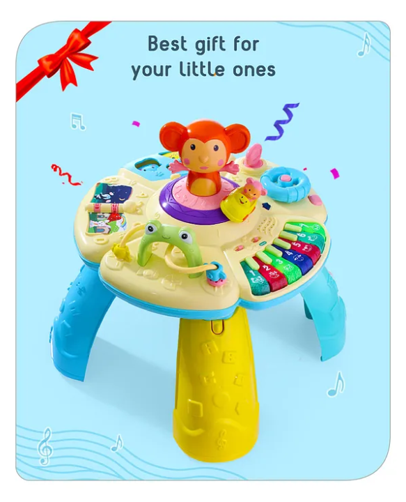Babyhug Premium Musical Activity Table| Multi Activity Play Table for 1 Year+ Toddlers| Early Learning & Educational Toy with Shapes, Numbers, Colors & Sound| Best Birthday Gift| BIS Certified