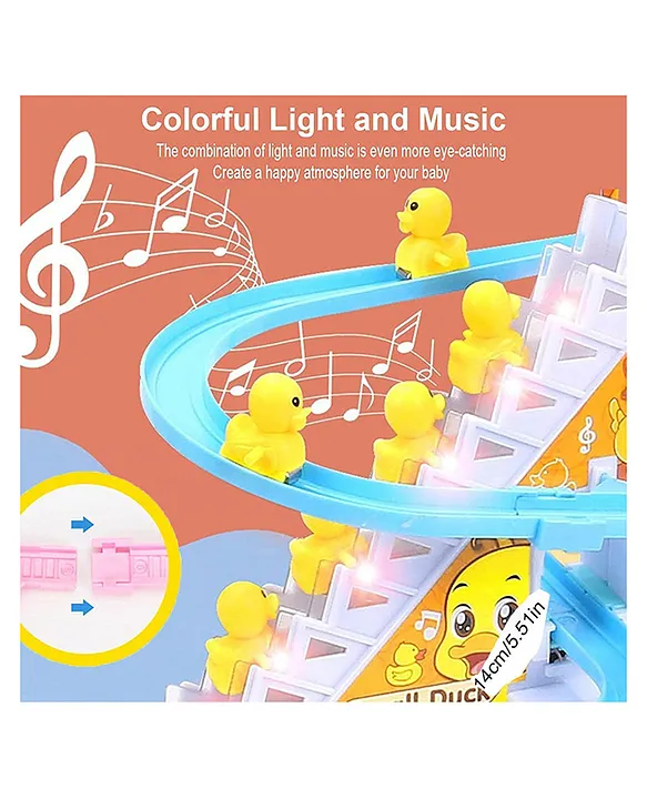 YAMAMA Musical Duck Track Slide and Climb Stairs Toys with 3 Duck - Multicolor