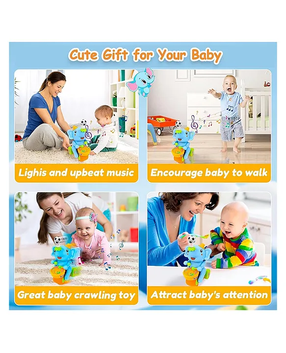 ADKD Elephant Musician Toy Walking Drum Playing with 2 Ball Electric Toys for Kids (Color May Vary)