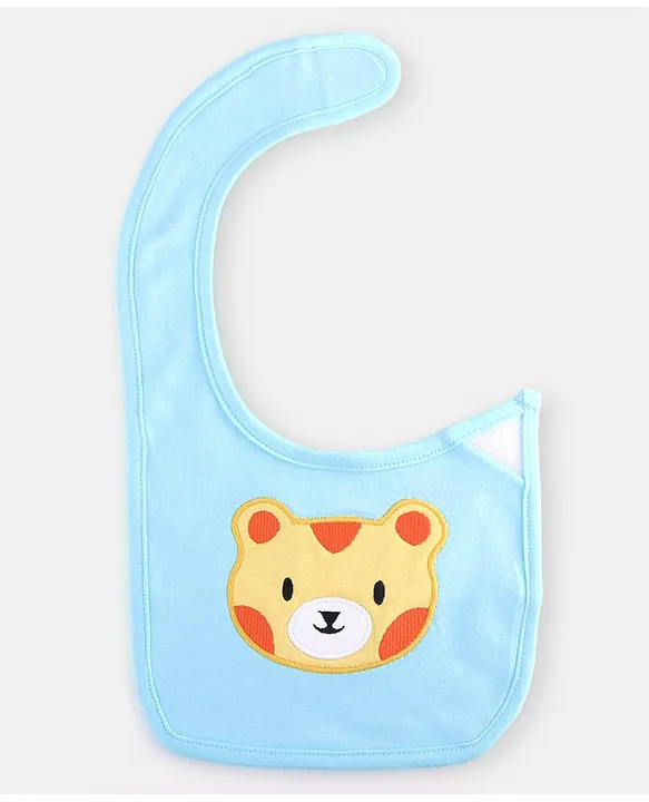 Babyhug Cotton Bibs Tree Embroidery Set of 3 - Blue & White