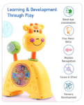 Babyhug Musical Light & Sound Giraffe Piano with 5 Modes of Animal Sound (Colour May Vary)| Soothing Melodies| Interactive Modes| Spinning Wheel| Ideal Gifting Option