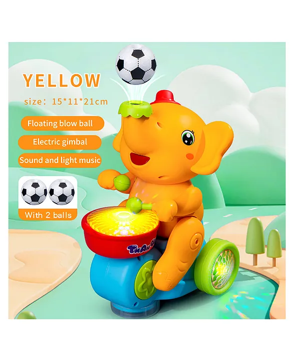 ADKD Elephant Musician Toy Walking Drum Playing with 2 Ball Electric Toys for Kids (Color May Vary)