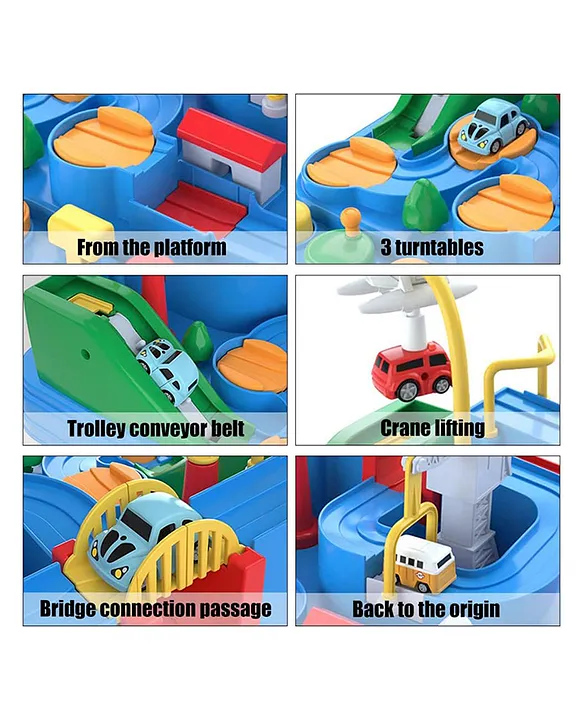 ADKD Car Adventure Manual Race Track Game with 4 Cars - Multicolor
