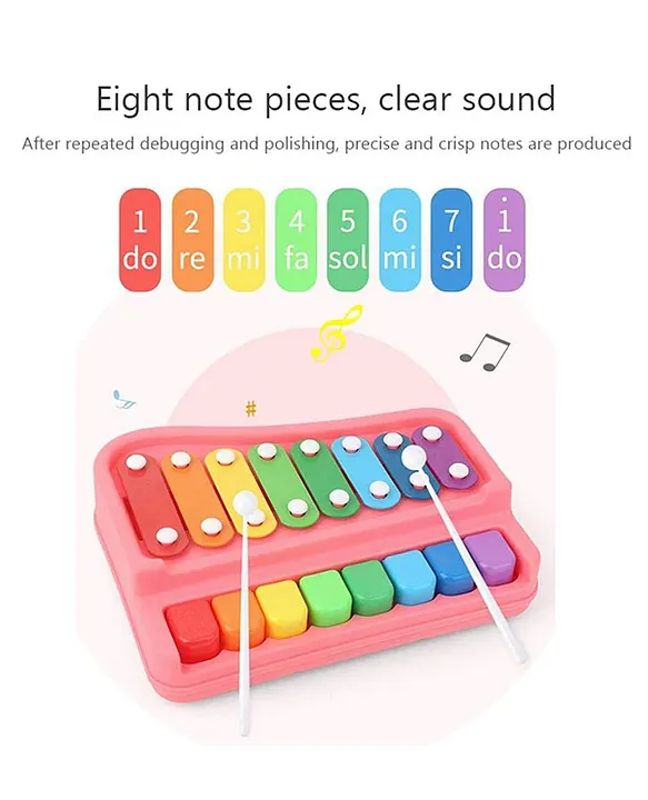 ADKD 2 in 1 Xylophone Percussion Piano Toy with 8 Tone (Color May Vary)