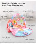 Play Nation Premium Baby Kick and Play Piano Peach Play Gym with Lights, Music and 5 Hanging Rattles| Animal Theme Play Mat Carpet with Musical Keyboard| Activity Portable Playmat Gifting Toy for 0-18 Months| BIS Certified