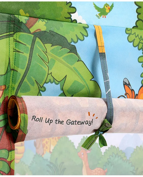 Intelliskills Premium Jungle Safari Themed Foldable Hut Size Tent House for Kids | Indoor & Outdoor Play | Printed Portable Playhouse for Boys & Girls | Play Tent for Kids | Ideal for Gifting | Lightweight | Multicolored | BIS Approved