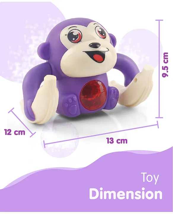 Fab N Funky Tumbling Monkey Purple Musical Toy for Kids|Spinning, Rolling, Tumble Action | Light & Musical | Fun Banana Monkey Toy for Kids | Multicolor | Battery Operated (Batteries Not Included)