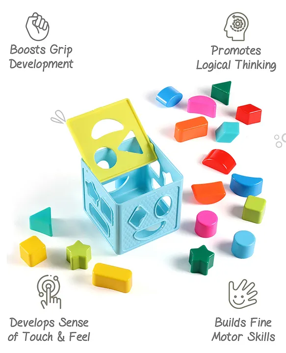 Intellibaby Premium Shape Sorter Cube for Toddlers | 18 Multicoloured Shapes | Builds Motor Skills |Early Learning Educational Toy |Paediatrician Approved |Colour May Vary |BIS Certified |For Gifting
