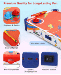 Play Nation Rechargeable Air Hockey I Real Air Flow with 2 Strikers, 2 Pucks Tabletop Game Indoor Fun Interactive Sports | BIS Certified