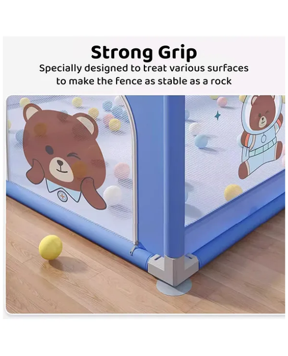 StarAndDaisy 'We Care' Playpen for Baby Portable and Play Yard for Kids with Teddy Bear Print Blue 120cm x 120cm