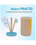 Adore Advanced PRACTO-The Smart Travel Bottle Cleaning Brush Kit & Drying Rack with Storage Case- Blue