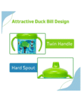 Adore Spazzo Duck Bill/ Hard Spout Sipper with Twin Handle & Hygiene Cap- 250ml- Blue