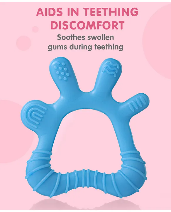 Fab N Funky Palm Shape Silicone Teether - Sky Blue( Color May Vary)