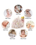 Mom's Home 6 Layered Muslin Burp Cloth Set of 4 (Prints May Vary) - White