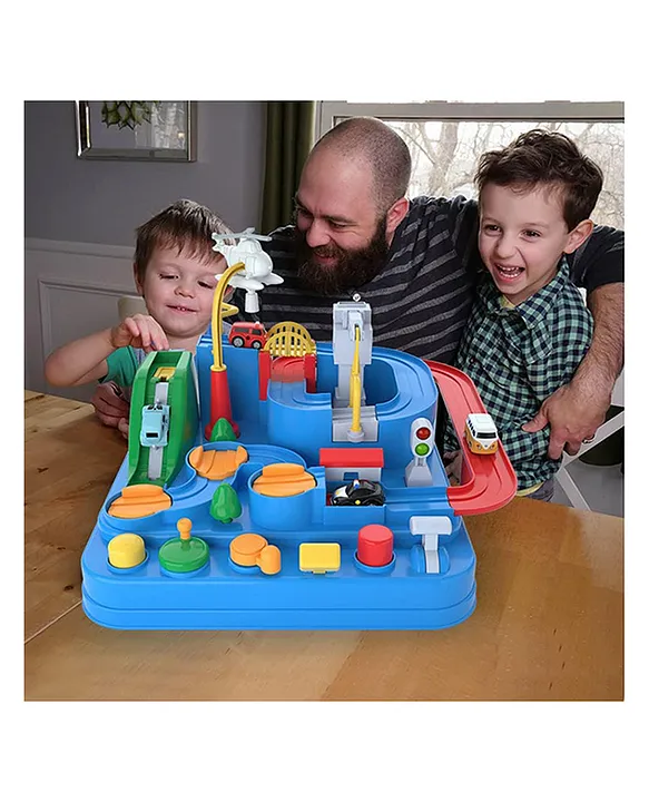 ADKD Car Adventure Manual Race Track Game with 4 Cars - Multicolor