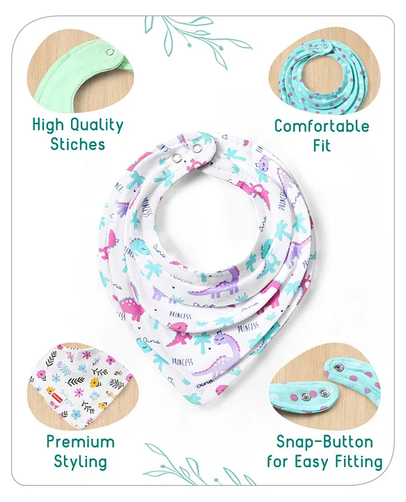 Babyhug Drool Bibs Pack of 5 - Multicolor