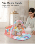 Play Nation Premium Baby Kick and Play Piano Peach Play Gym with Lights, Music and 5 Hanging Rattles| Animal Theme Play Mat Carpet with Musical Keyboard| Activity Portable Playmat Gifting Toy for 0-18 Months| BIS Certified