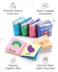 Intellibaby 6 Crinkling Sensory Cloth Book Set for Babies | Animals, Fruits, Vegetables, Colors, First Words, and Numbers | Soft & Safe Tactile Play | Educator Recommended
