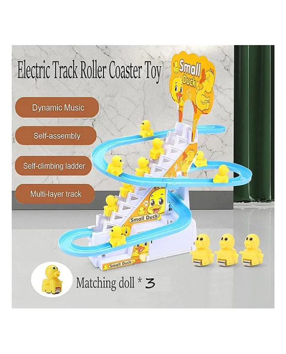 YAMAMA Musical Duck Track Slide and Climb Stairs Toys with 3 Duck - Multicolor