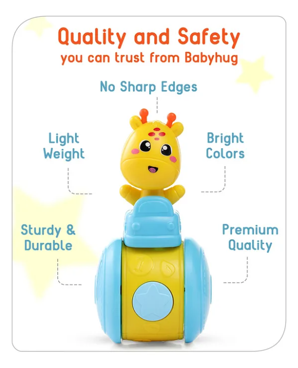 Babyhug Push and Go Giraffe on Wheel Toy| Gifting Toy| Child Safe Material| BIS Certified Build Gross Motor Skills and Hand-Eye Coordination| 3 Years+