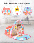 Play Nation Premium Baby Kick and Play Piano Peach Play Gym with Lights, Music and 5 Hanging Rattles| Animal Theme Play Mat Carpet with Musical Keyboard| Activity Portable Playmat Gifting Toy for 0-18 Months| BIS Certified