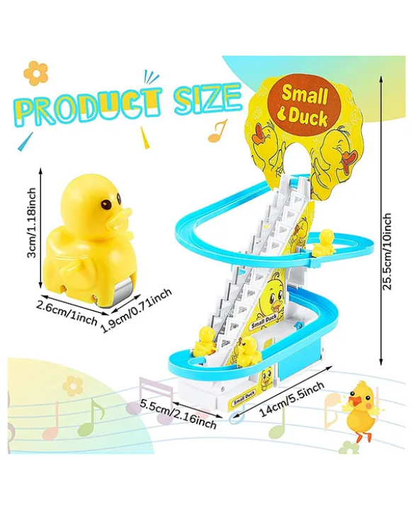 YAMAMA Musical Duck Track Slide and Climb Stairs Toys with 3 Duck - Multicolor