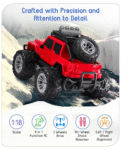 Baby hug Premium Off Roader Rechargeable Remote Control Truck With Normal & Turbo Speed & 4 Headlight Modes - Red