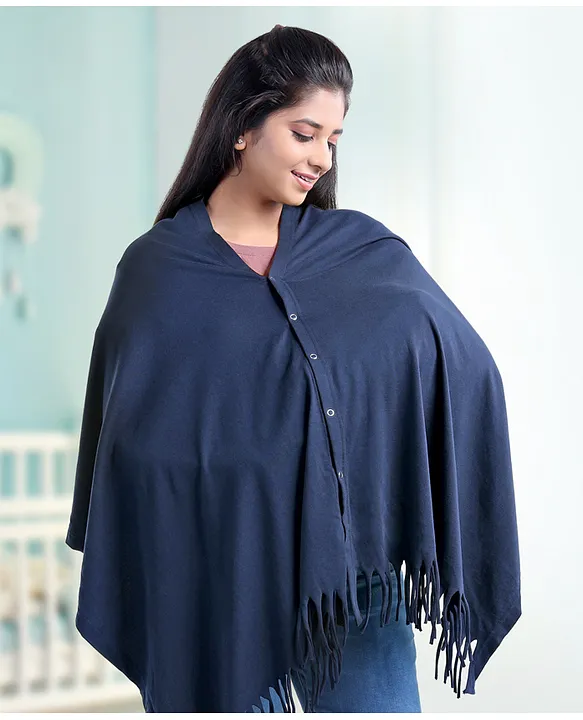 Babyhug 100% Cotton Breast Feeding Multi Purpose Nursing Scarf- Navy Blue