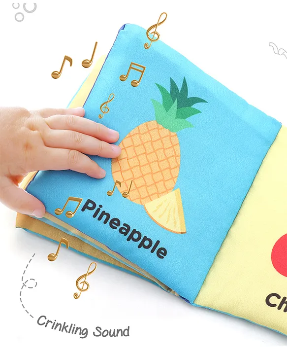 Intellibaby 6 Crinkling Sensory Cloth Book Set for Babies | Animals, Fruits, Vegetables, Colors, First Words, and Numbers | Soft & Safe Tactile Play | Educator Recommended