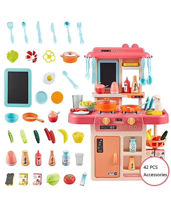 ADKD Plastic Kitchen Set Toys with Realistic Lights & Sounds with 42 Accessories Set- Multicolor