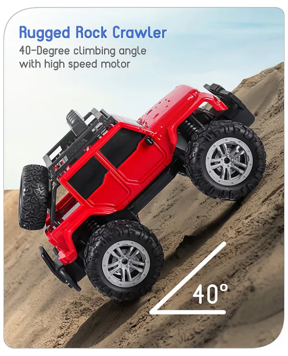 Baby hug Premium Off Roader Rechargeable Remote Control Truck With Normal & Turbo Speed & 4 Headlight Modes - Red