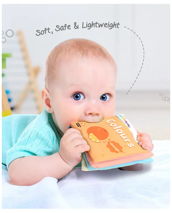 Intellibaby 6 Crinkling Sensory Cloth Book Set for Babies | Animals, Fruits, Vegetables, Colors, First Words, and Numbers | Soft & Safe Tactile Play | Educator Recommended