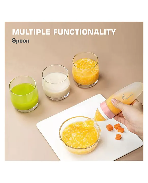 R for Rabbit First Feed Food Feeder with 90ml Capacity for 4M+ Baby, Premium Soft Silicone Food Grade BPA Free for Cereals, Infant, Kids (Pink)