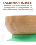 Fab N Funky Bamboo Wooden Round Bowl with Spoon & Suction Base - Green