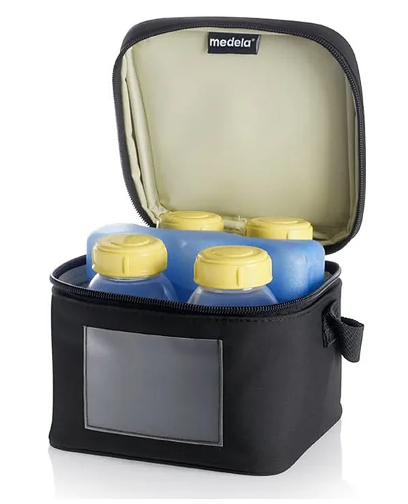 Medela Cooler Bag With Ice Pack & 4 Breast Milk Bottles - 150 ml Each