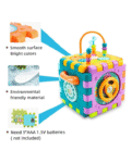 ADKD 6 Slide Intelligence Learning Musical Kids Shape Sorter Activity Cube Game - Multicolor
